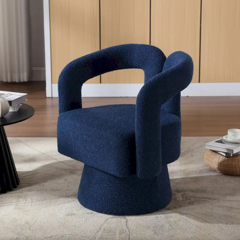 Fauteuils d'appoint en tonneau rembourrés en bouclette pivotants à 360 degrés HOMEFUN