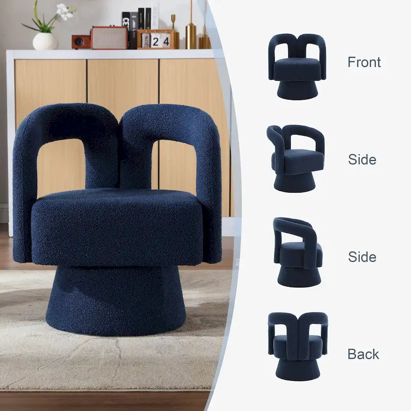 Fauteuils d'appoint en tonneau rembourrés en bouclette pivotants à 360 degrés HOMEFUN