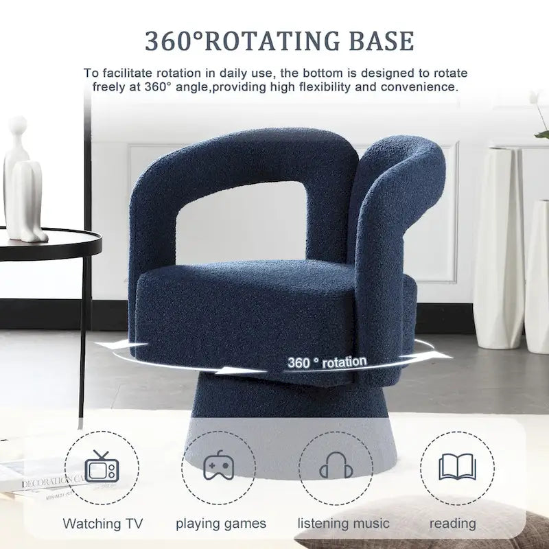 Fauteuils d'appoint en tonneau rembourrés en bouclette pivotants à 360 degrés HOMEFUN