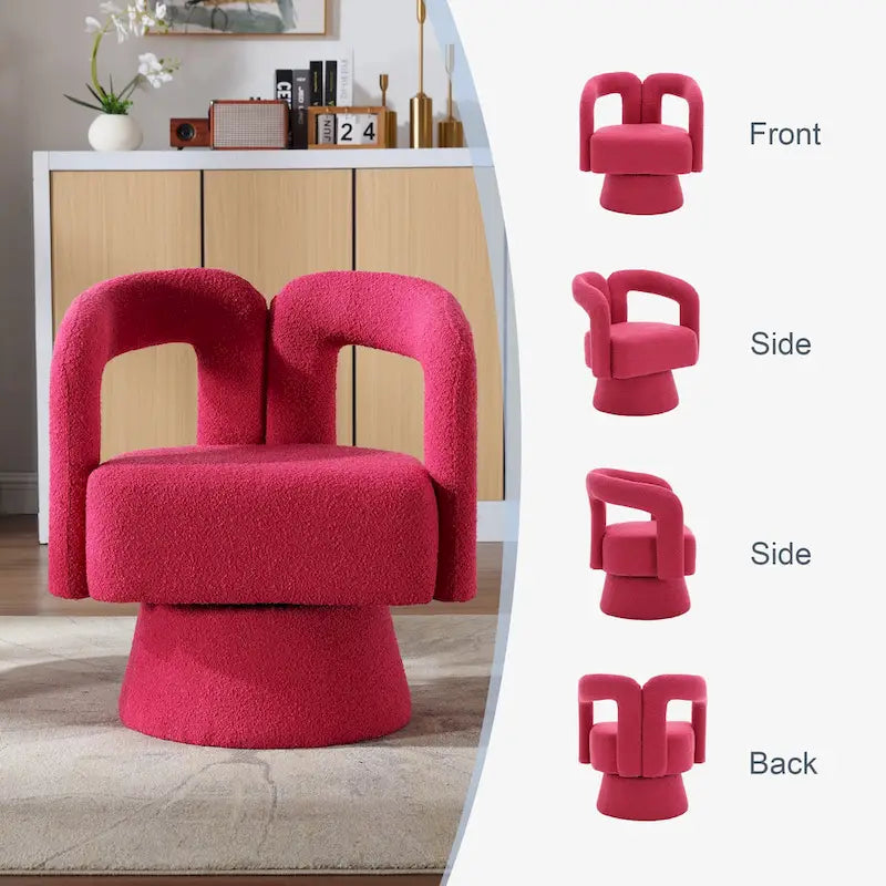 Fauteuils d'appoint en tonneau rembourrés en bouclette pivotants à 360 degrés HOMEFUN