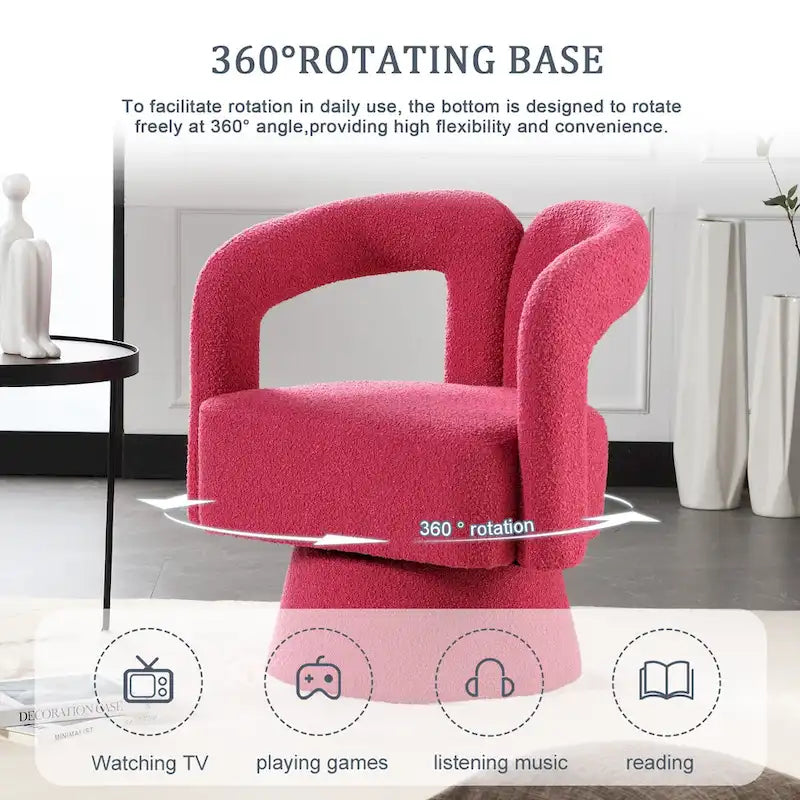 Fauteuils d'appoint en tonneau rembourrés en bouclette pivotants à 360 degrés HOMEFUN