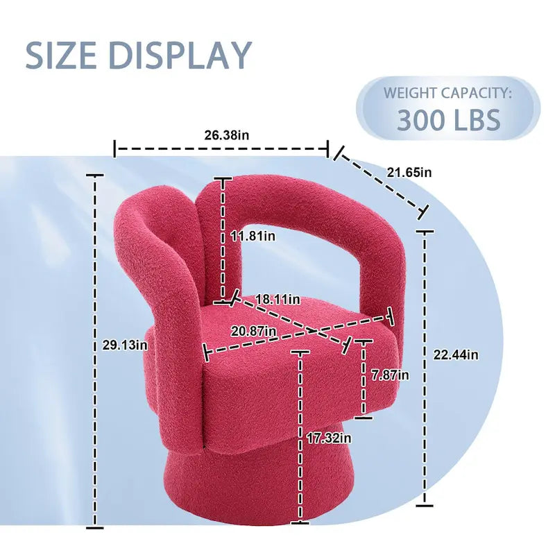 Fauteuils d'appoint en tonneau rembourrés en bouclette pivotants à 360 degrés HOMEFUN