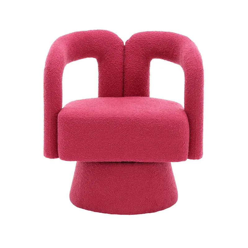 Fauteuils d'appoint en tonneau rembourrés en bouclette pivotants à 360 degrés HOMEFUN