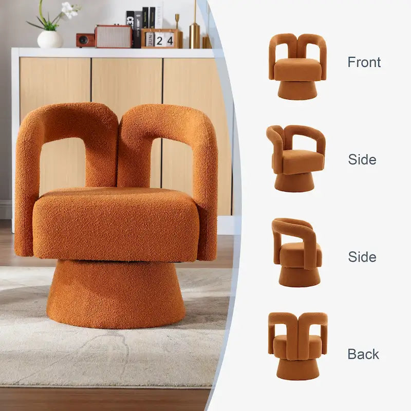 Fauteuils d'appoint en tonneau rembourrés en bouclette pivotants à 360 degrés HOMEFUN