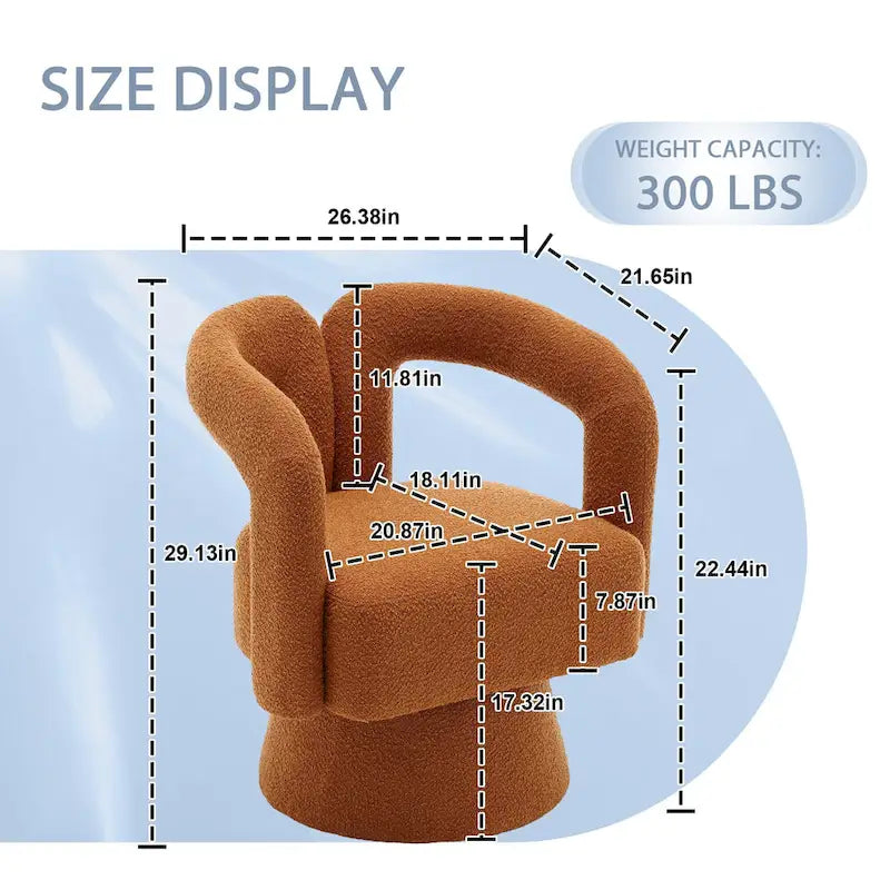Fauteuils d'appoint en tonneau rembourrés en bouclette pivotants à 360 degrés HOMEFUN