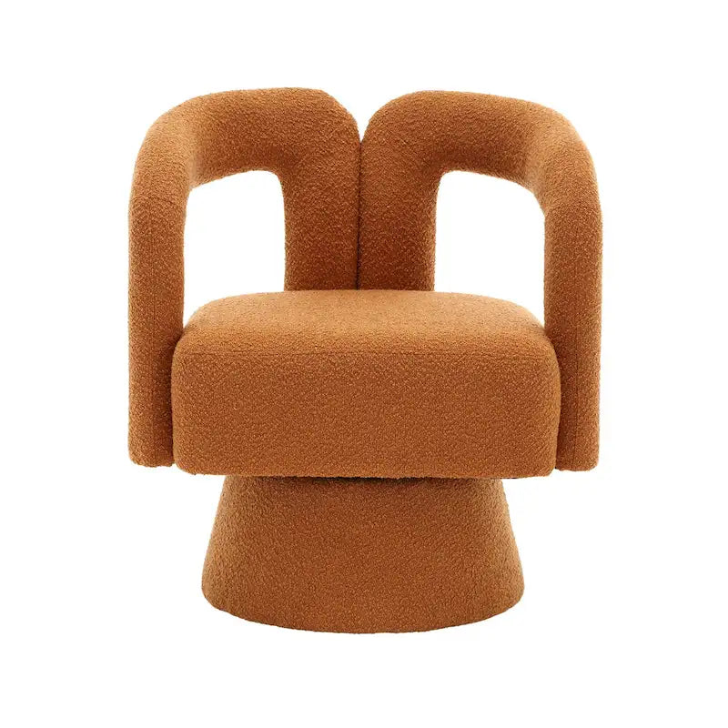 Fauteuils d'appoint en tonneau rembourrés en bouclette pivotants à 360 degrés HOMEFUN