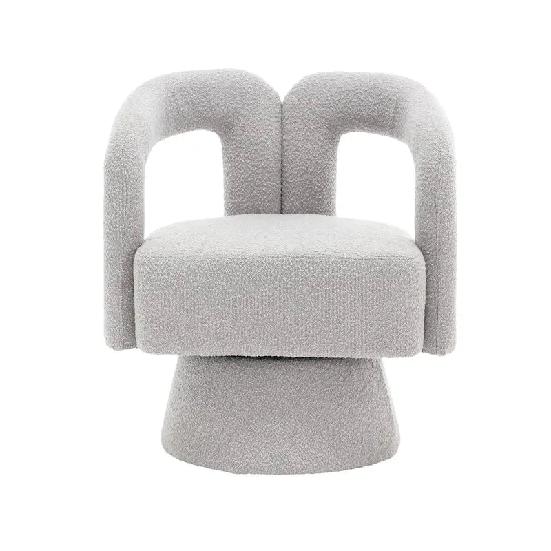Fauteuils d'appoint en tonneau rembourrés en bouclette pivotants à 360 degrés HOMEFUN