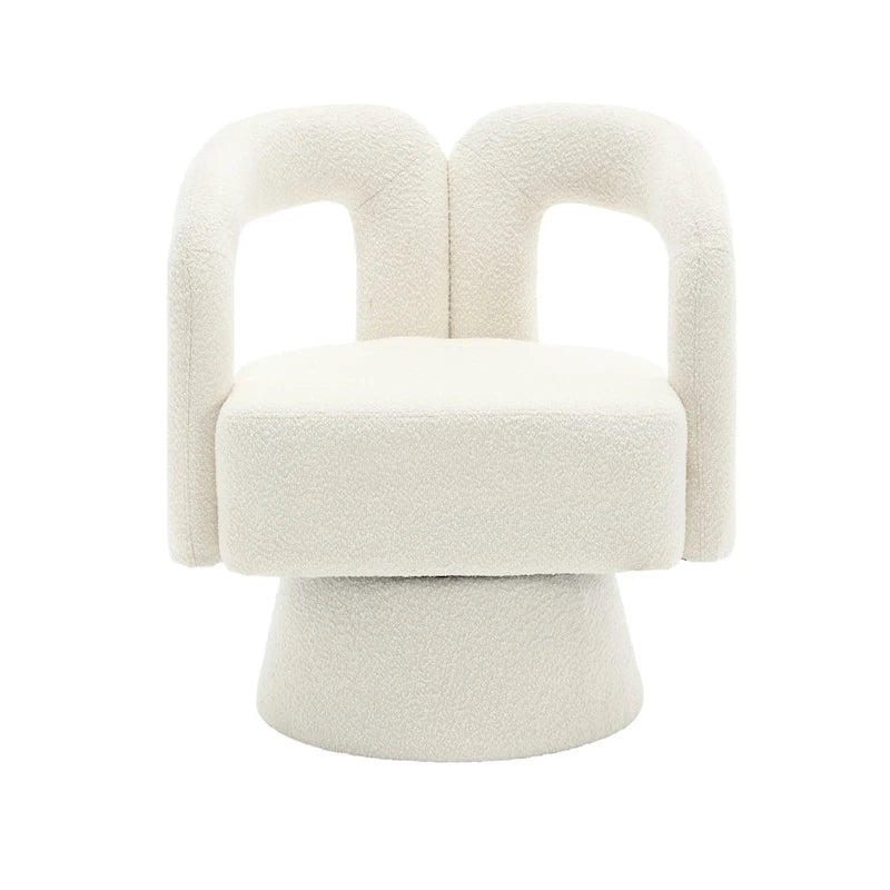 Fauteuils d'appoint en tonneau rembourrés en bouclette pivotants à 360 degrés HOMEFUN