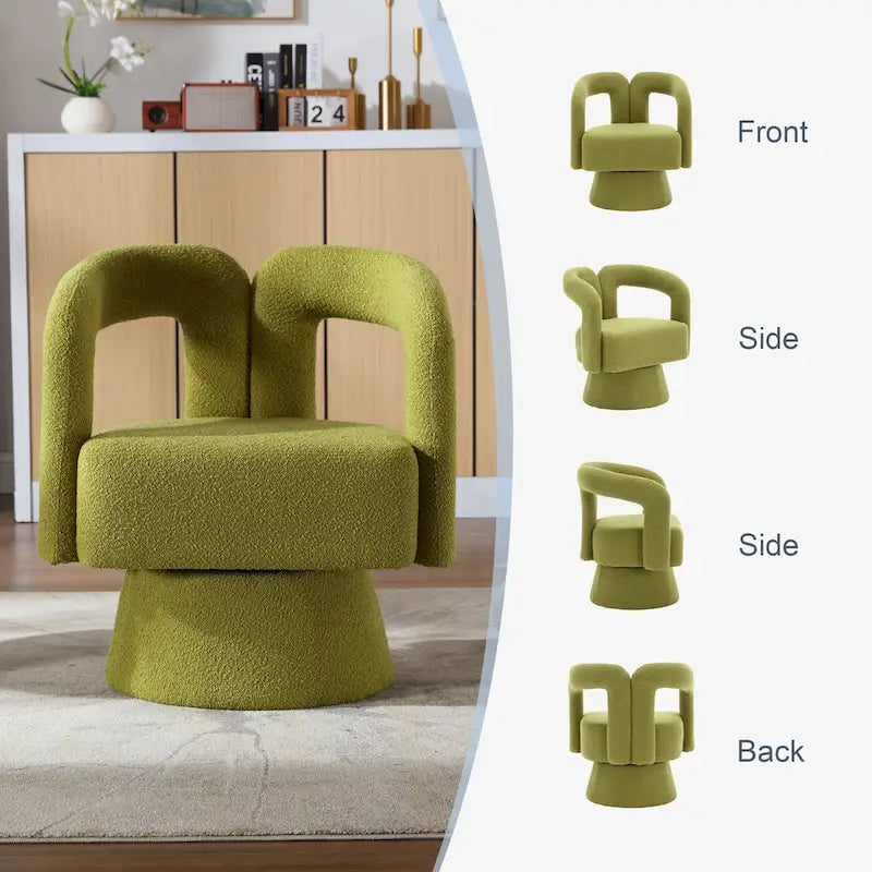 Fauteuils d'appoint en tonneau rembourrés en bouclette pivotants à 360 degrés HOMEFUN