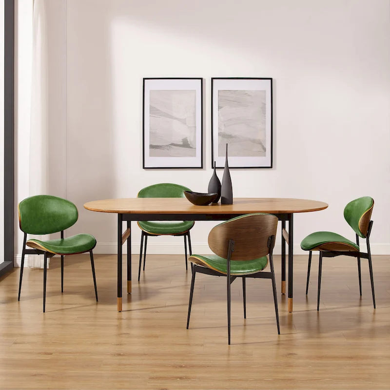 Art Leon - Lot de 4 chaises de salle à manger en bois et similicuir d'inspiration mi-siècle