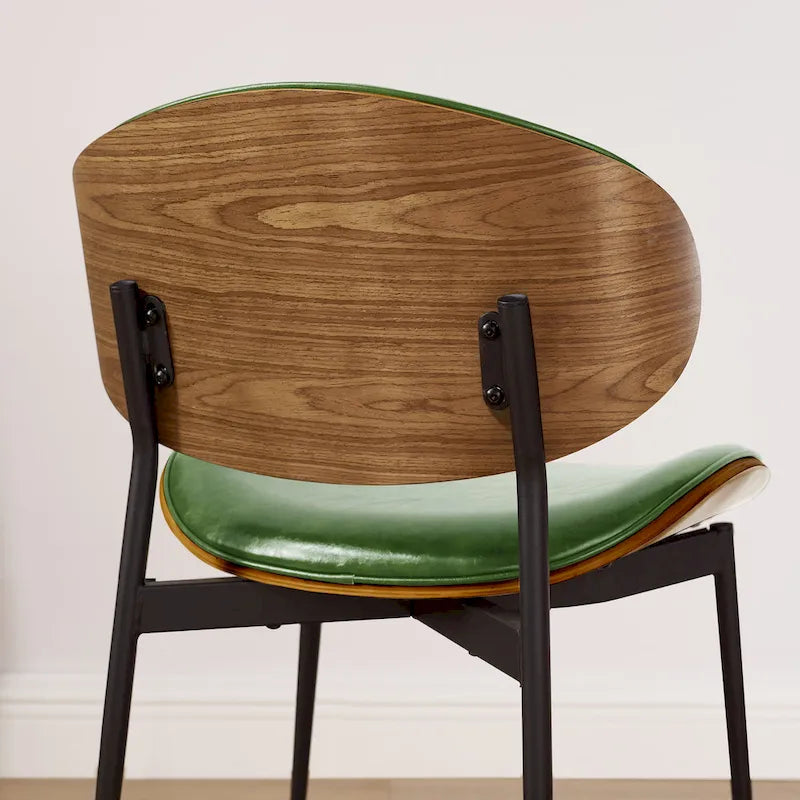 Art Leon - Lot de 4 chaises de salle à manger en bois et similicuir d'inspiration mi-siècle