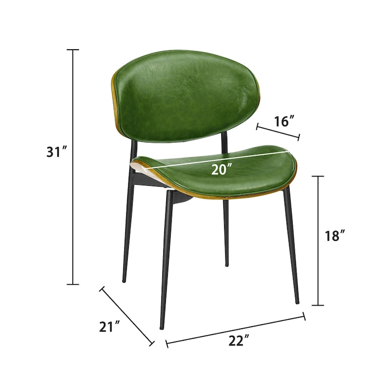 Art Leon - Lot de 4 chaises de salle à manger en bois et similicuir d'inspiration mi-siècle