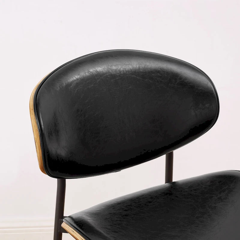Art Leon - Lot de 4 chaises de salle à manger en bois et similicuir d'inspiration mi-siècle