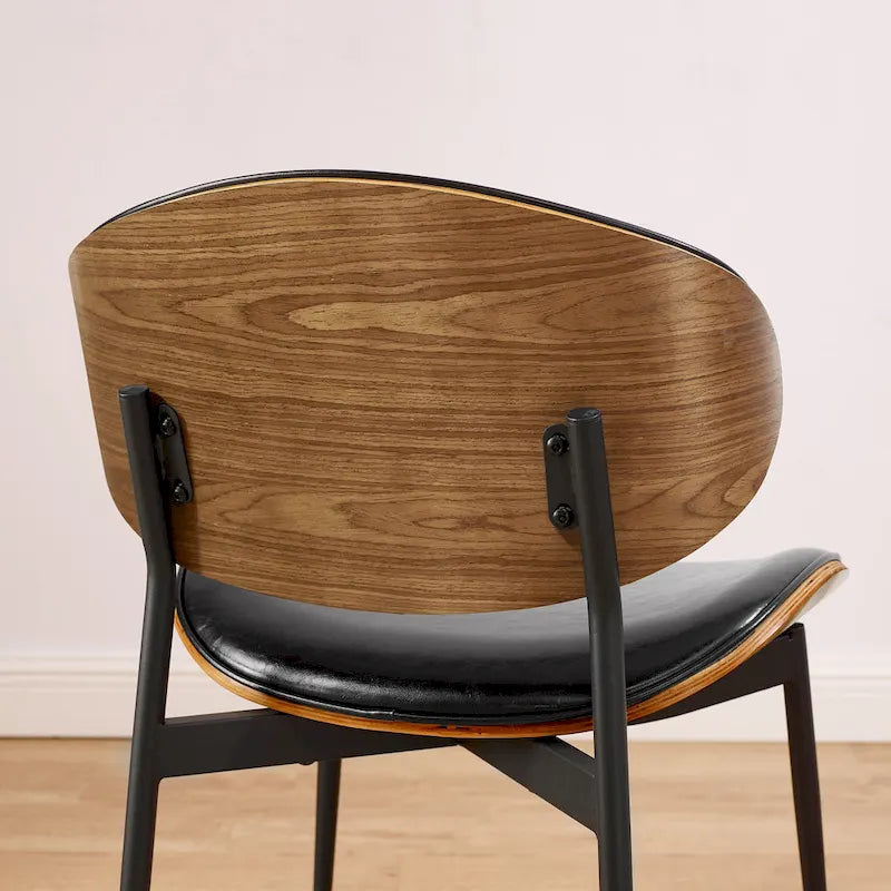 Art Leon - Lot de 4 chaises de salle à manger en bois et similicuir d'inspiration mi-siècle