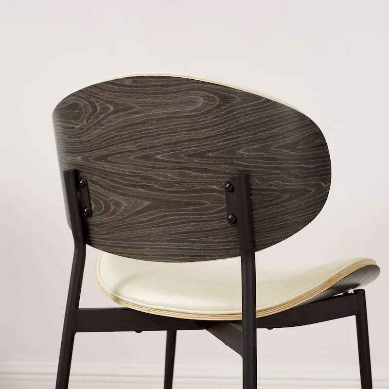 Art Leon - Lot de 4 chaises de salle à manger en bois et similicuir d'inspiration mi-siècle