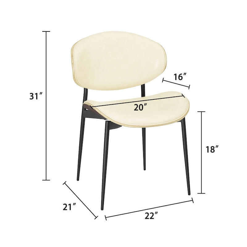 Art Leon - Lot de 4 chaises de salle à manger en bois et similicuir d'inspiration mi-siècle