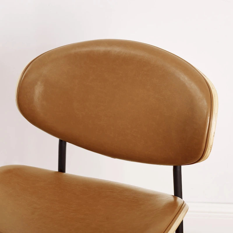 Art Leon - Lot de 4 chaises de salle à manger en bois et similicuir d'inspiration mi-siècle