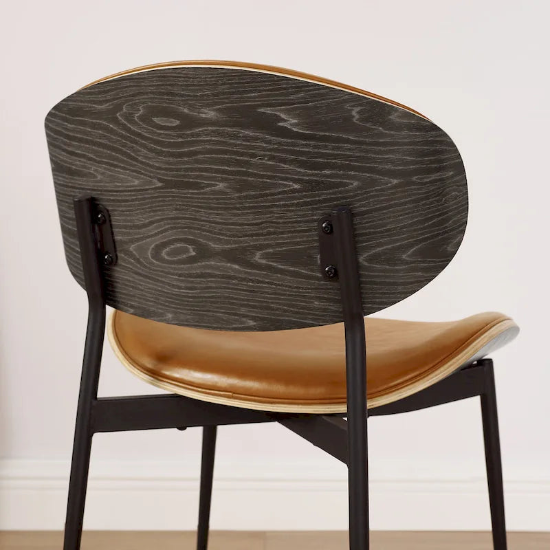 Art Leon - Lot de 4 chaises de salle à manger en bois et similicuir d'inspiration mi-siècle