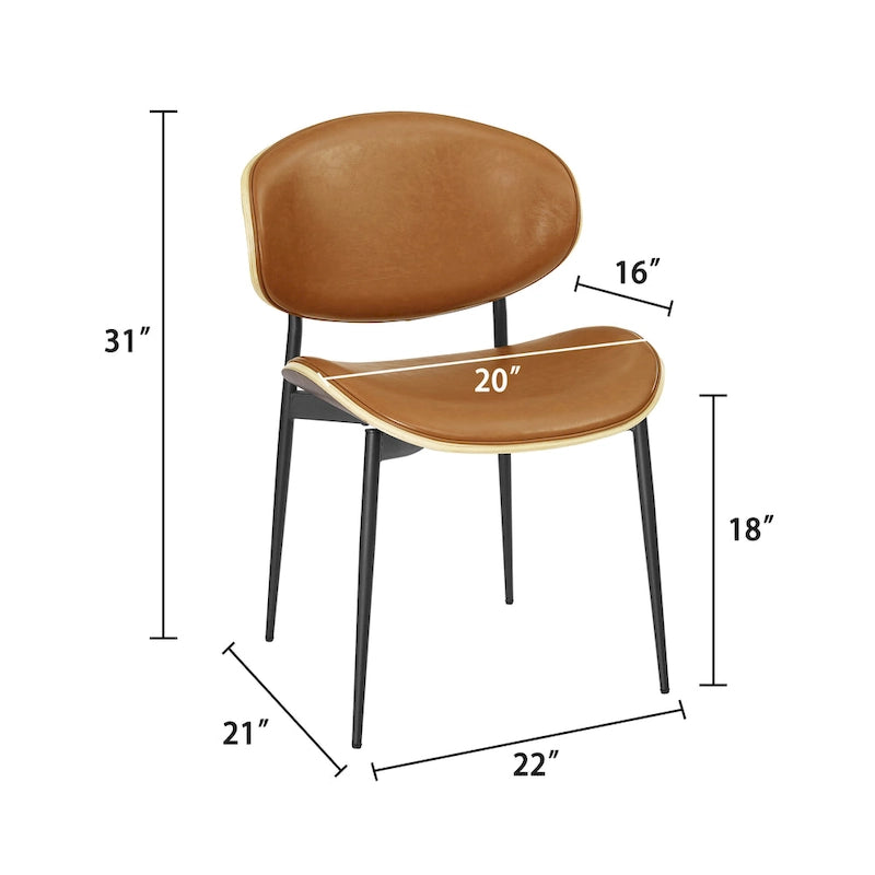 Art Leon - Lot de 4 chaises de salle à manger en bois et similicuir d'inspiration mi-siècle