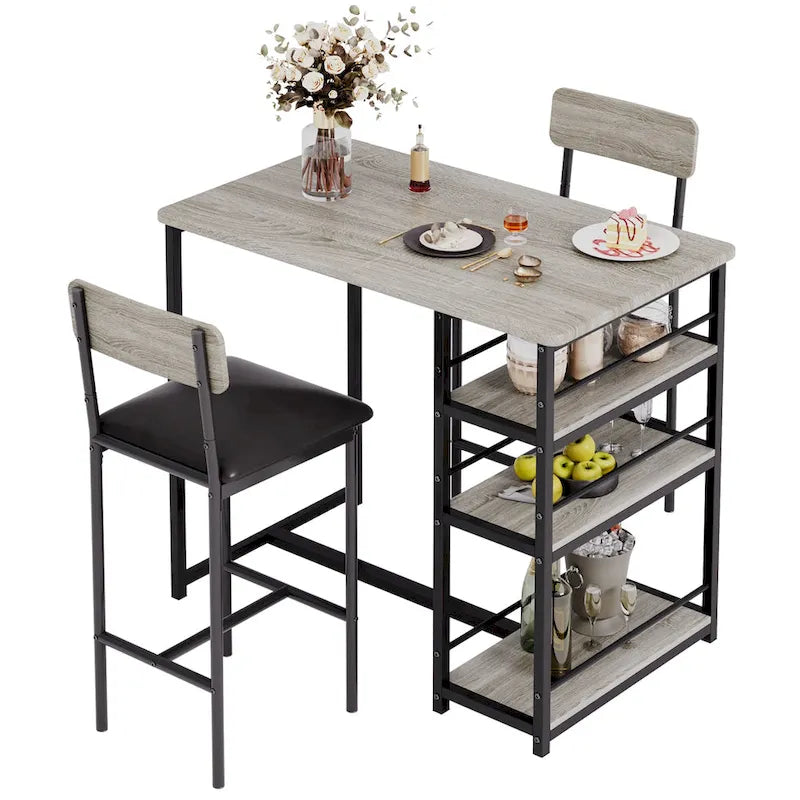 Ensemble table à manger pour 2 avec 3 grandes étagères de rangement