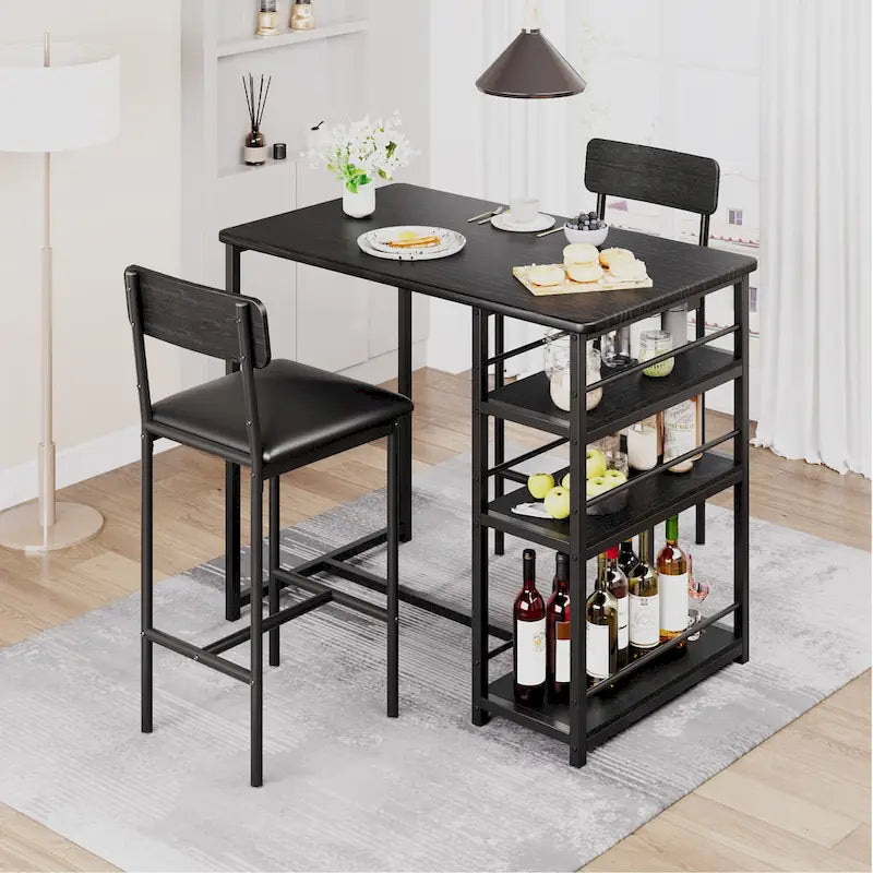 Ensemble table à manger pour 2 avec 3 grandes étagères de rangement