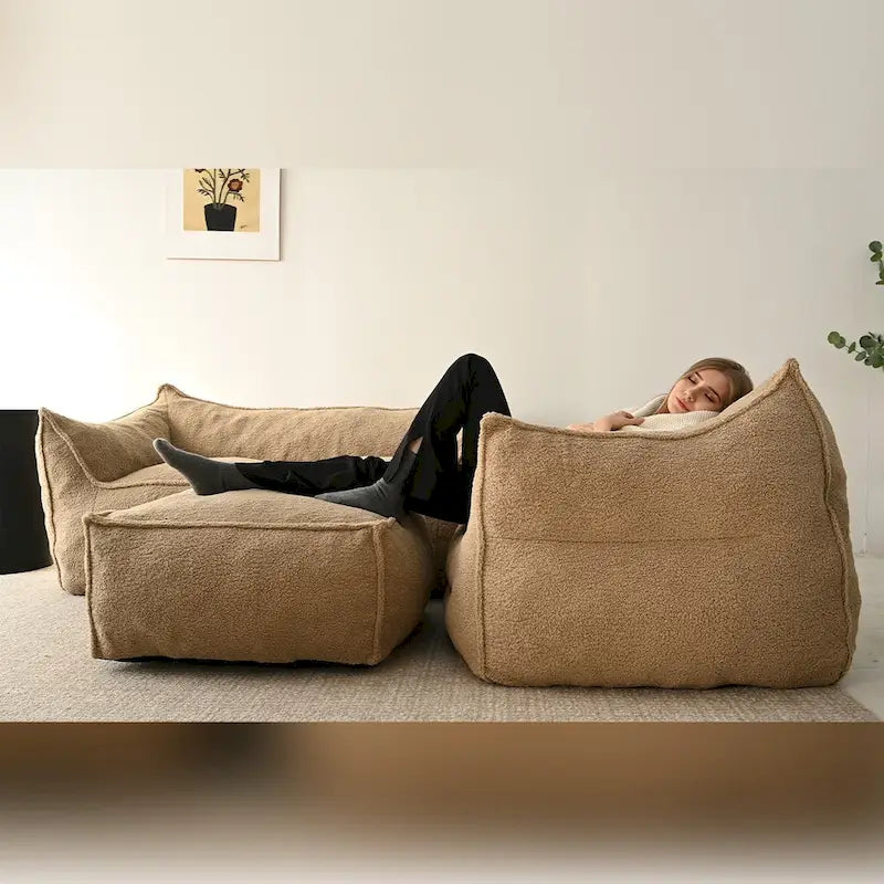 Canapé Paresseux Teddy Faux Tissu Canapé de Salon Fauteuil Poire avec Mousse à Mémoire de Forme