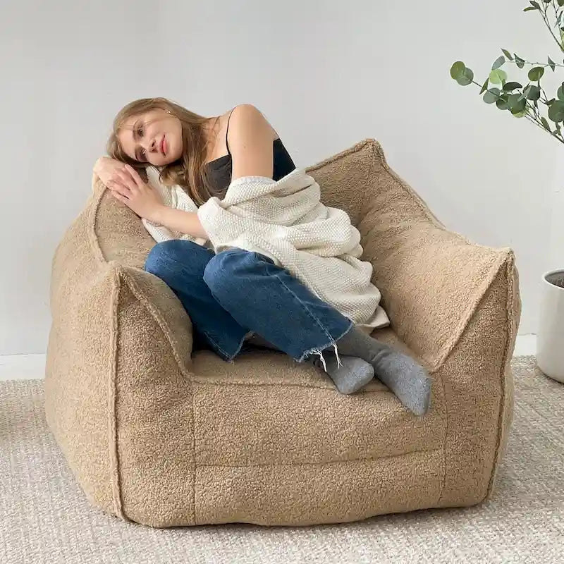 Canapé Paresseux Teddy Faux Tissu Canapé de Salon Fauteuil Poire avec Mousse à Mémoire de Forme