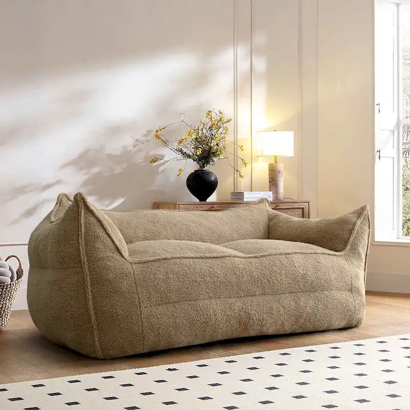 Canapé Paresseux Teddy Faux Tissu Canapé de Salon Fauteuil Poire avec Mousse à Mémoire de Forme