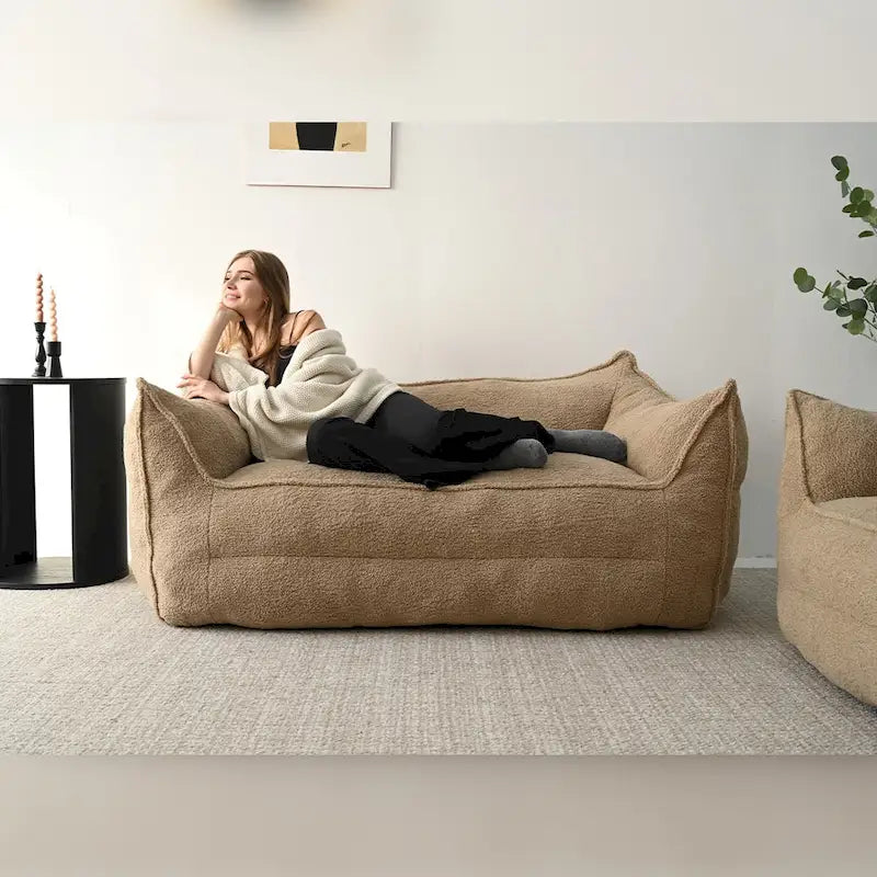Canapé Paresseux Teddy Faux Tissu Canapé de Salon Fauteuil Poire avec Mousse à Mémoire de Forme