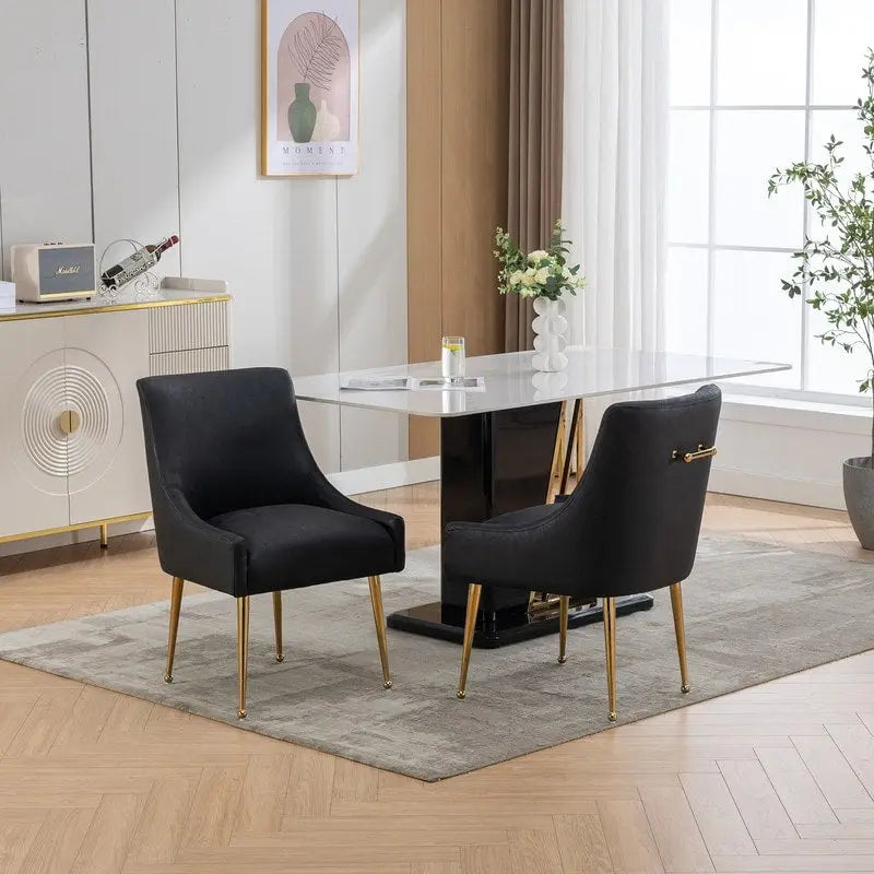 SEYNAR Chaise de salle à manger ou de coiffeuse moderne en cuir PU, style glamour, lot de 2 avec poignée arrière