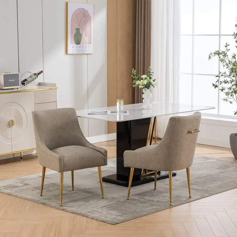 SEYNAR Chaise de salle à manger ou de coiffeuse moderne en cuir PU, style glamour, lot de 2 avec poignée arrière