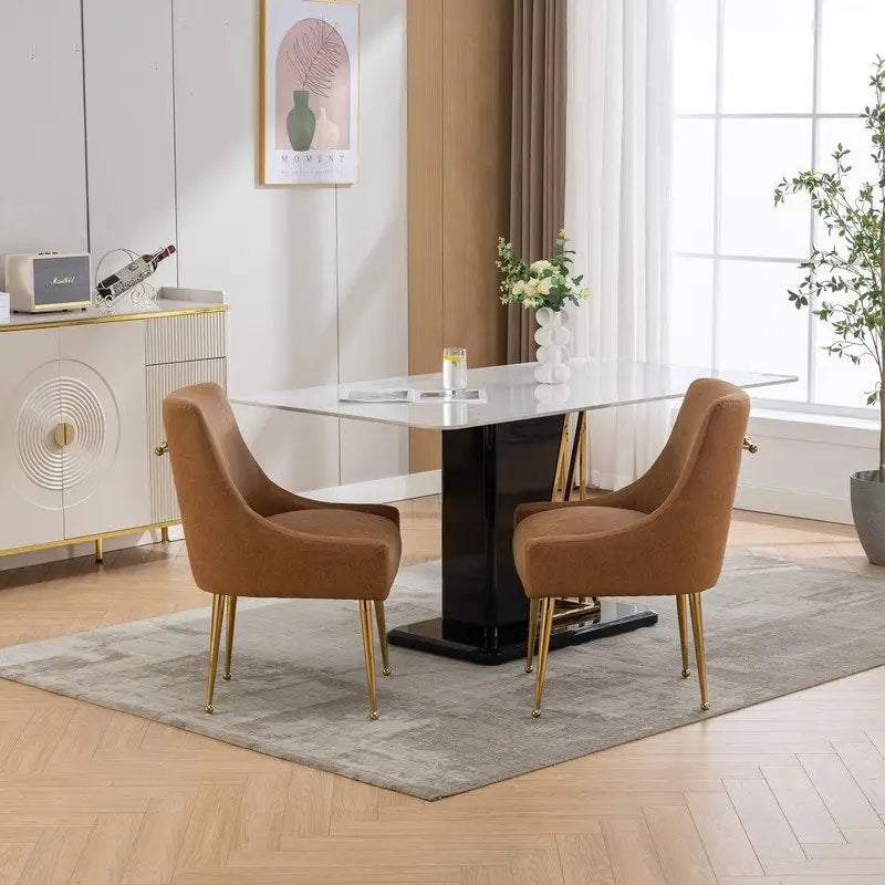 SEYNAR Chaise de salle à manger ou de coiffeuse moderne en cuir PU, style glamour, lot de 2 avec poignée arrière