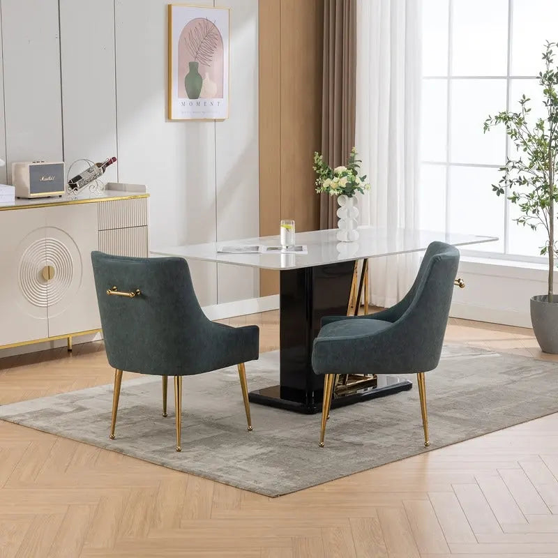SEYNAR Chaise de salle à manger ou de coiffeuse moderne en cuir PU, style glamour, lot de 2 avec poignée arrière