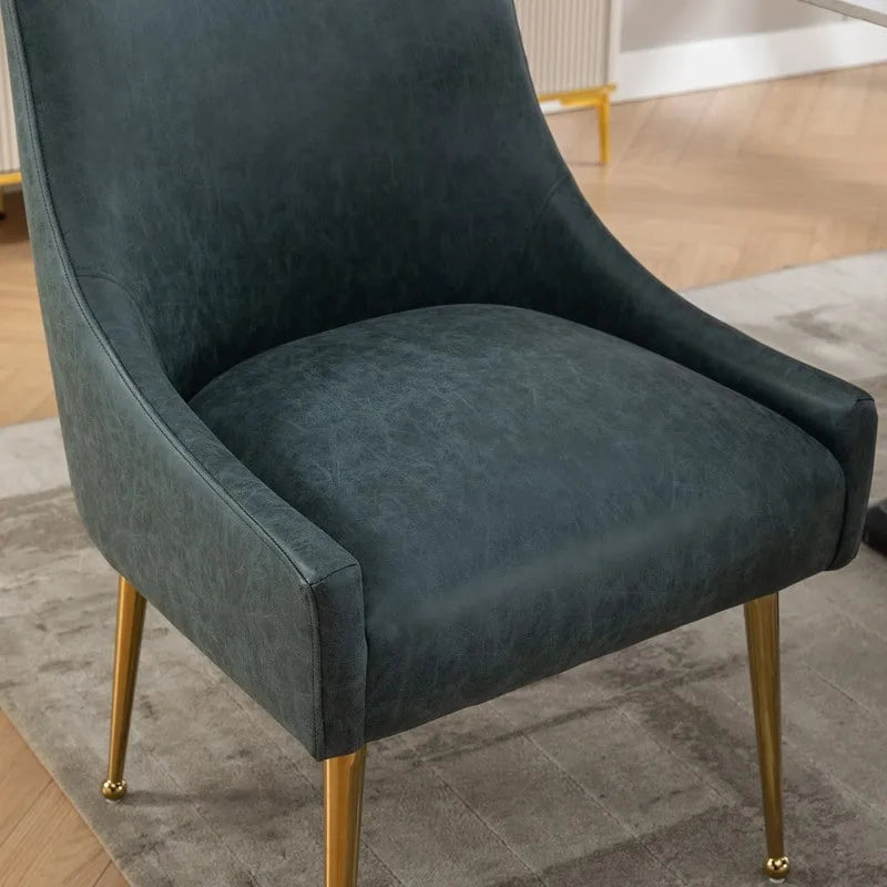 SEYNAR Chaise de salle à manger ou de coiffeuse moderne en cuir PU, style glamour, lot de 2 avec poignée arrière