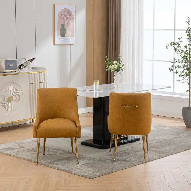 SEYNAR Chaise de salle à manger ou de coiffeuse moderne en cuir PU, style glamour, lot de 2 avec poignée arrière