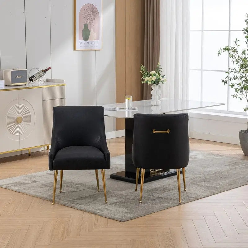 SEYNAR Chaise de salle à manger ou de coiffeuse moderne en cuir PU, style glamour, lot de 2 avec poignée arrière