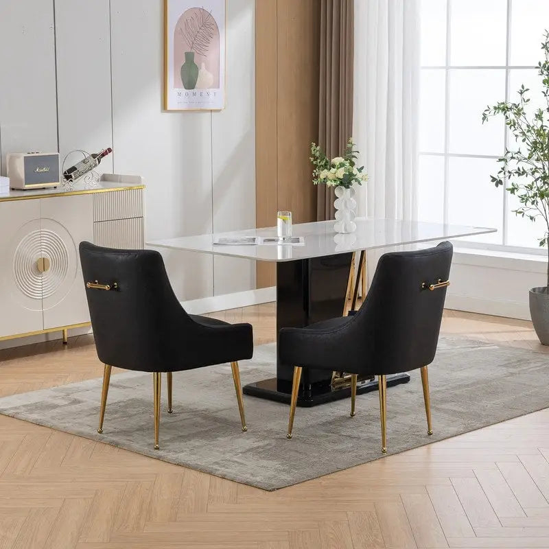 SEYNAR Chaise de salle à manger ou de coiffeuse moderne en cuir PU, style glamour, lot de 2 avec poignée arrière