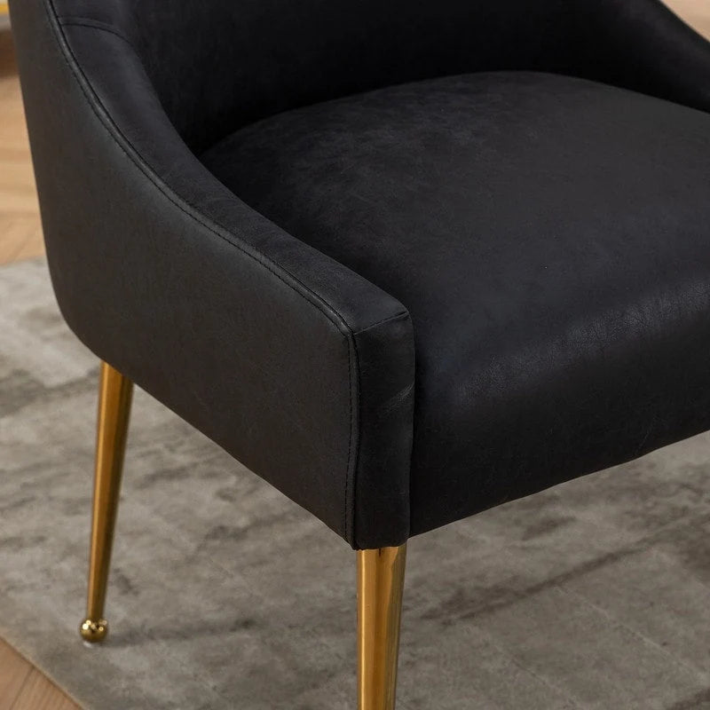 SEYNAR Chaise de salle à manger ou de coiffeuse moderne en cuir PU, style glamour, lot de 2 avec poignée arrière