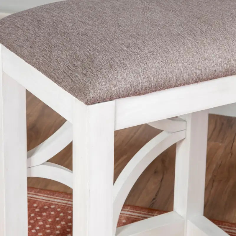 Console roulante gigogne Crewson Wood 2 pièces avec 3 tabourets