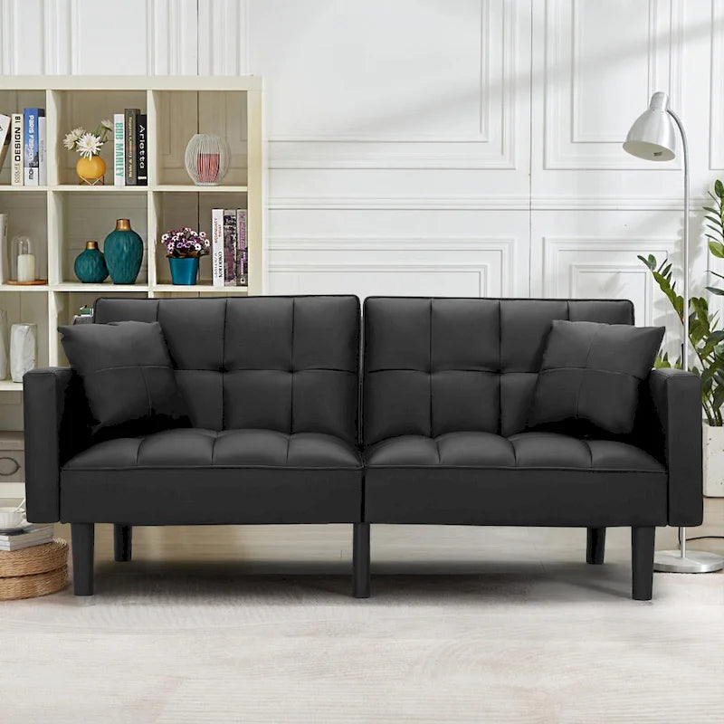 AVAWING 74 Canapé-lit futon convertible capitonné moderne avec 2 oreillers