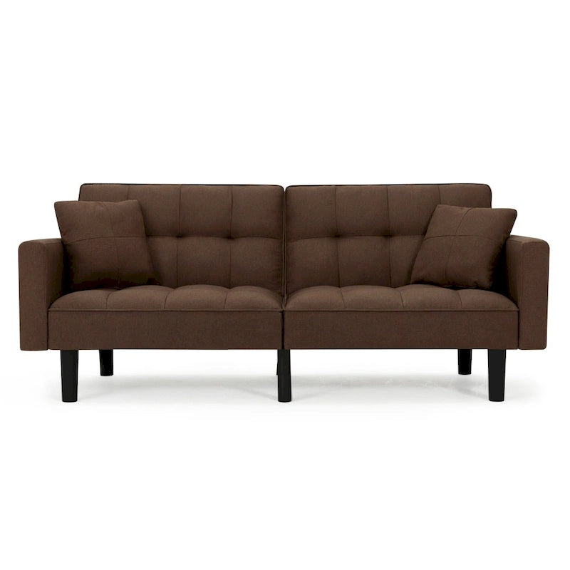 AVAWING 74 Canapé-lit futon convertible capitonné moderne avec 2 oreillers