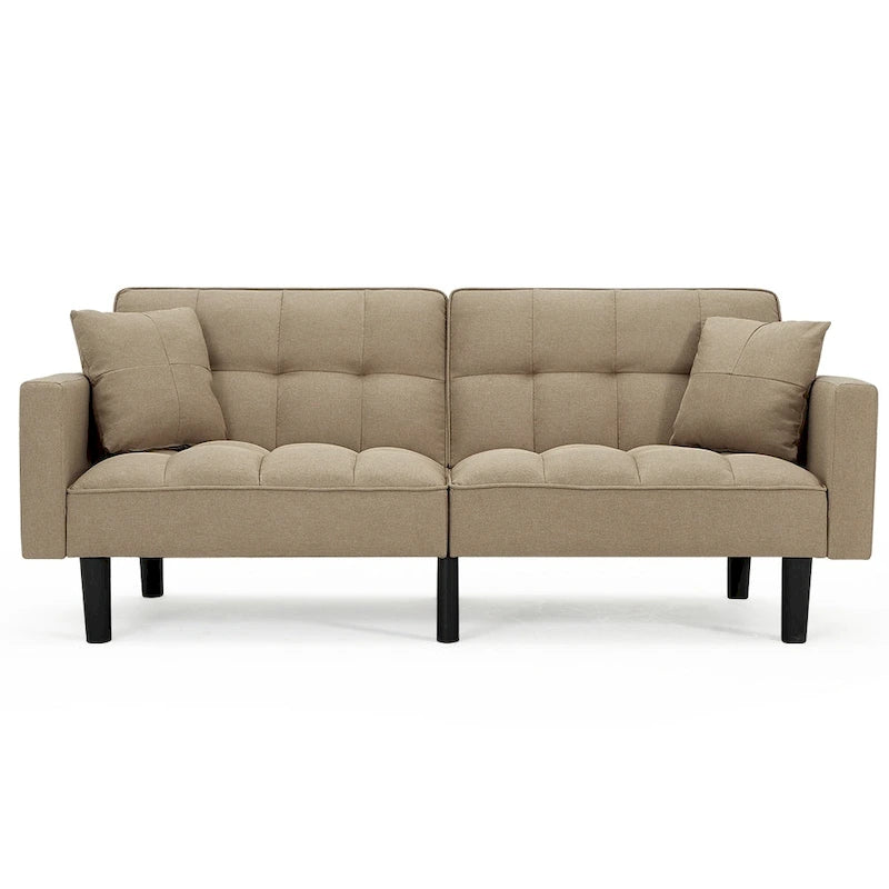 AVAWING 74 Canapé-lit futon convertible capitonné moderne avec 2 oreillers
