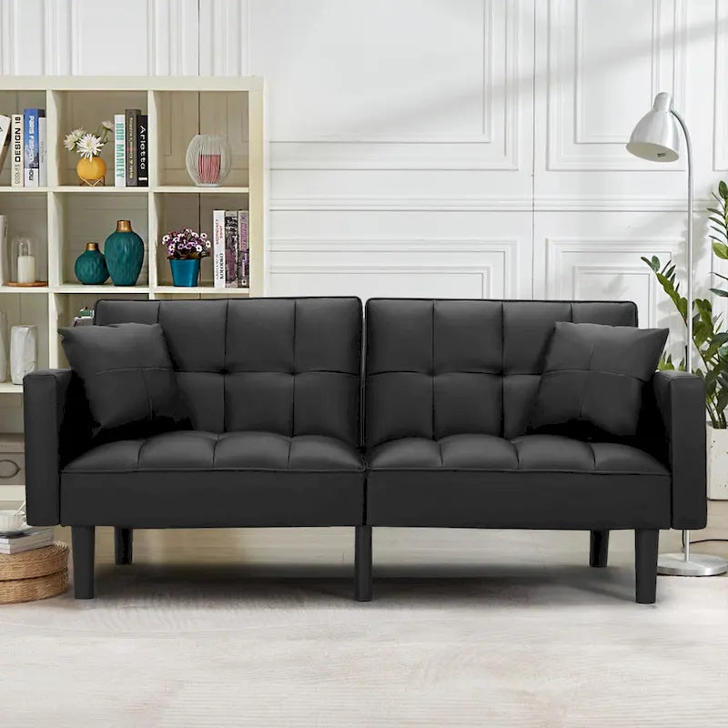 AVAWING 74 Canapé-lit futon convertible capitonné moderne avec 2 oreillers