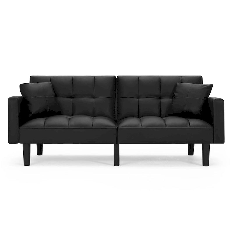 AVAWING 74 Canapé-lit futon convertible capitonné moderne avec 2 oreillers