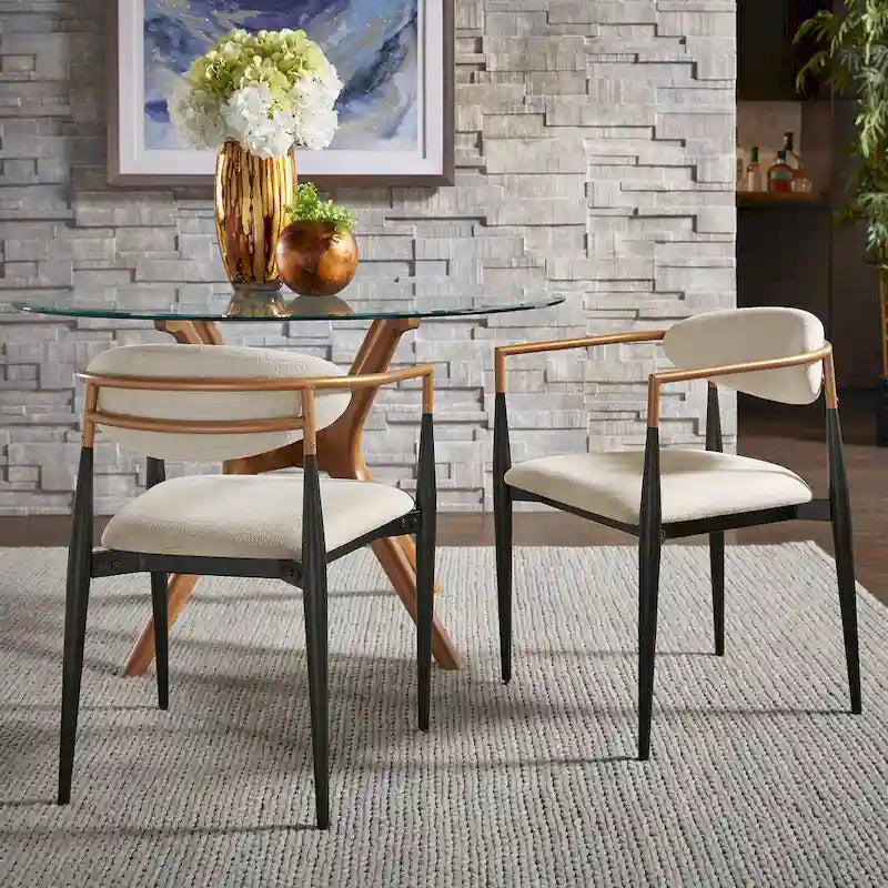 Chaises de salle à manger Decatur Mid-century avec finition bicolore cuivre et noir (lot de 2) par iNSPIRE Q Modern
