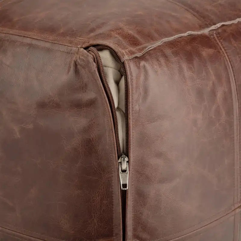 WYNDENHALL Erving Pouf carré bohème en cuir