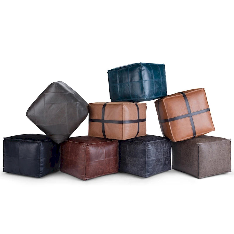 WYNDENHALL Erving Pouf carré bohème en cuir