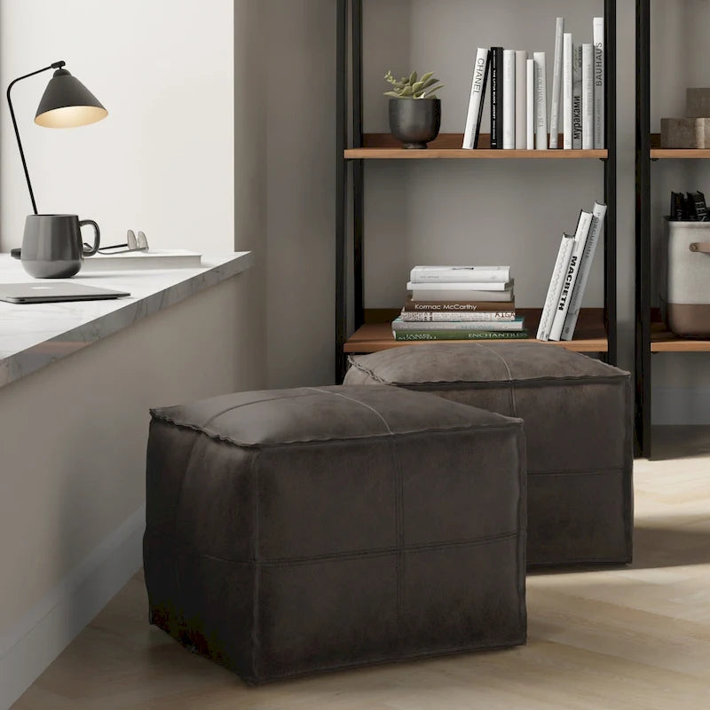 WYNDENHALL Erving Pouf carré bohème en cuir