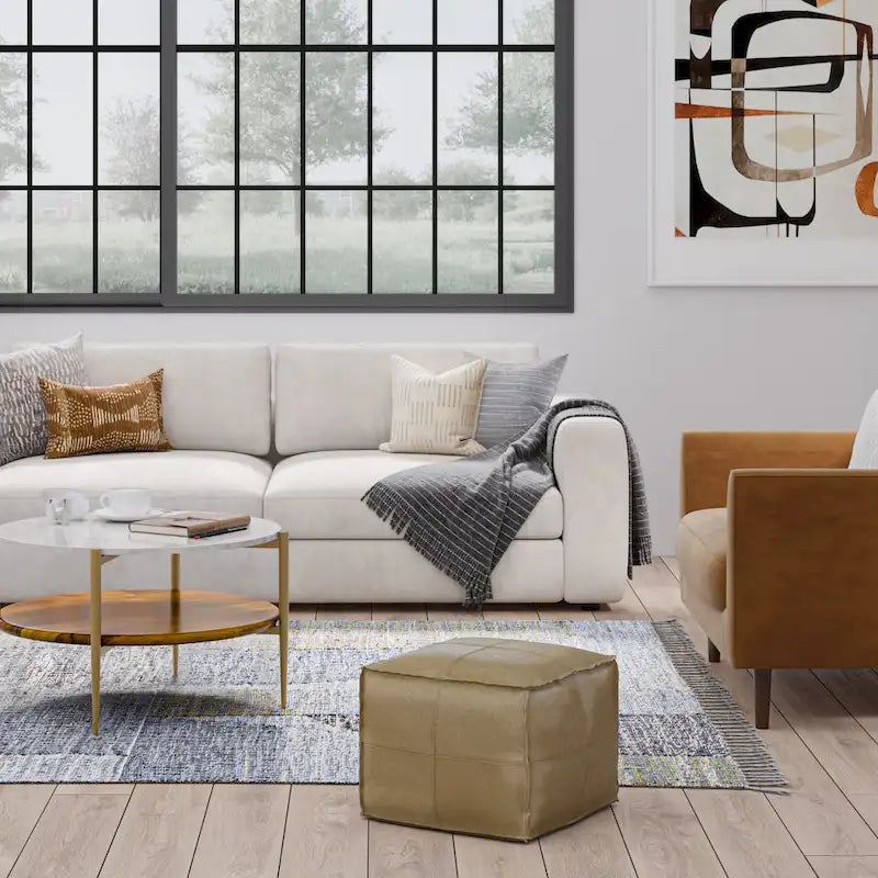 WYNDENHALL Erving Pouf carré bohème en cuir