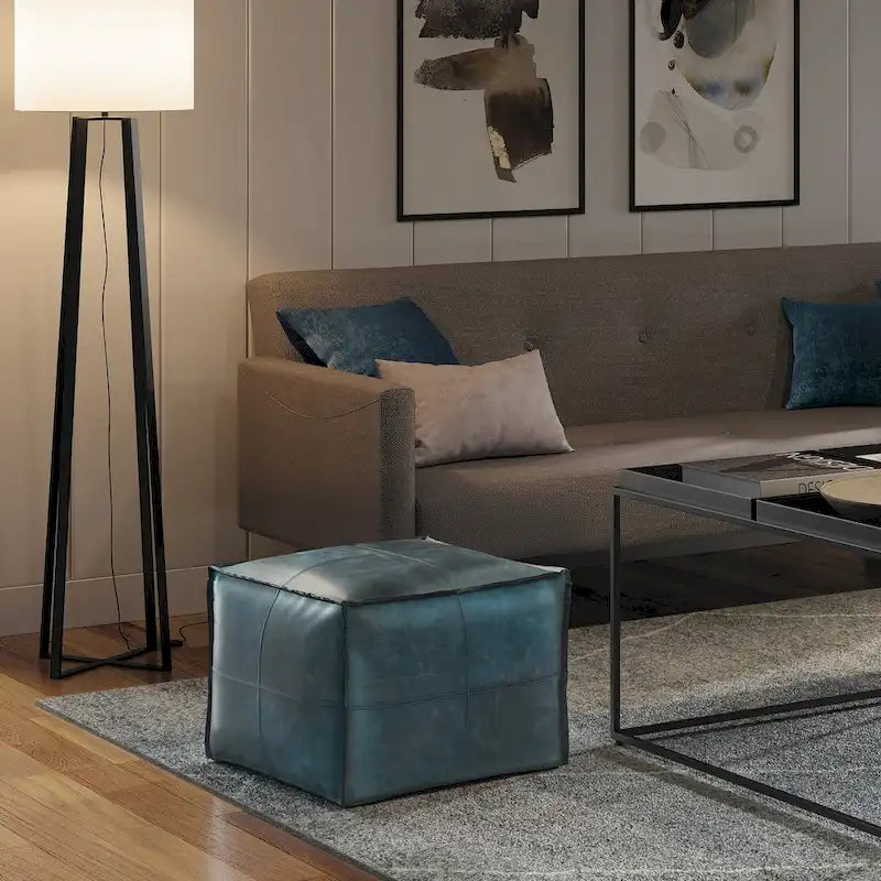 WYNDENHALL Erving Pouf carré bohème en cuir